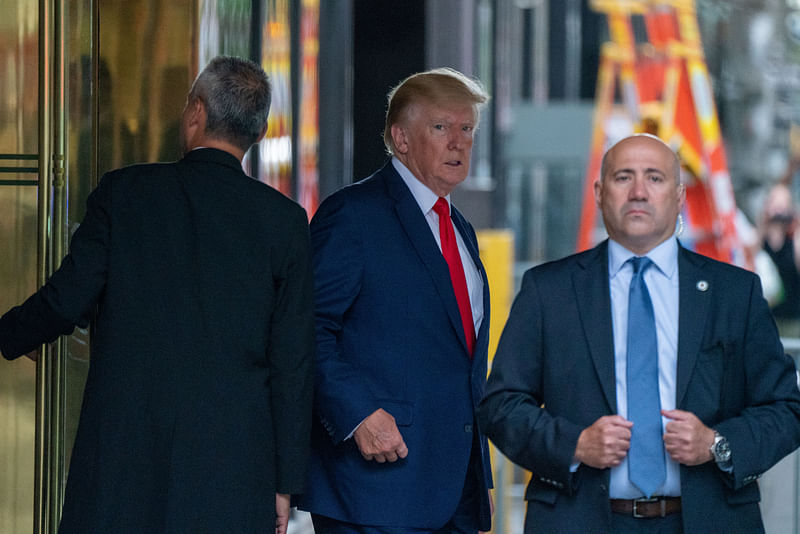 Former U.S. president Donald Trump departs Trump Tower for a deposition two days after FBI agents raided his Mar-a-Lago Palm Beach home, in New York City, U.S., on 10 August, 2022