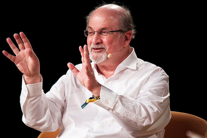 The writer Salman Rushdie interviewed during Heartland Festival in Kvaerndrup, Denmark 2 June, 2018