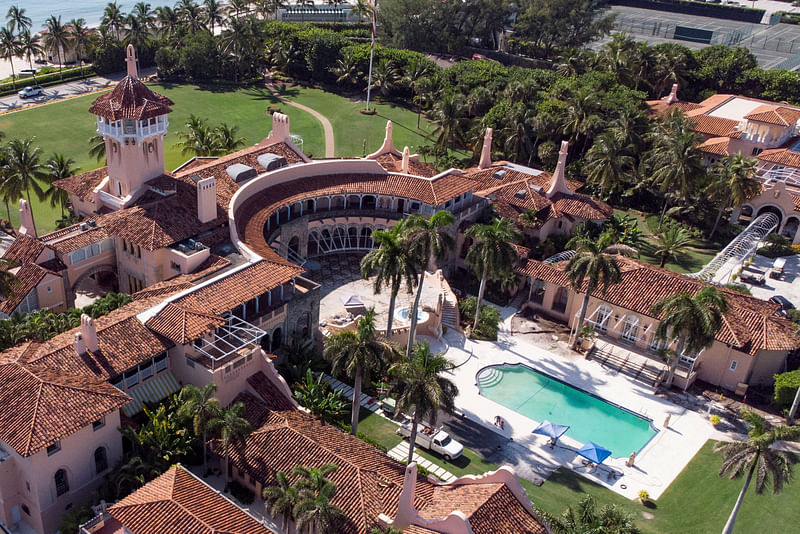 An aerial view of former U.S. President Donald Trump's Mar-a-Lago home after Trump said that FBI agents searched it, in Palm Beach, Florida, US August 15, 2022