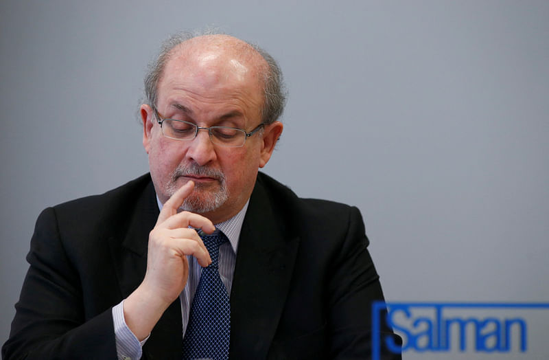 Author Salman Rushdie speaks during the opening news conference of the Frankfurt book fair, Germany on 13 October, 2015