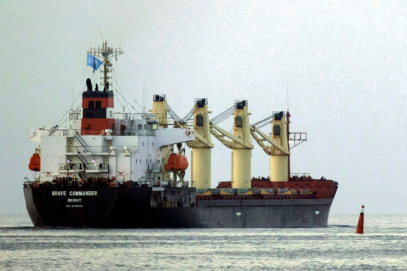 The Lebanese-flagged bulk carrier Brave Commander leaves the sea port of Pivdennyi with wheat for Ethiopia after restarting grain export, amid Russia's attack on Ukraine, in the town of Yuzhne, Odesa region, Ukraine 16 August, 2022