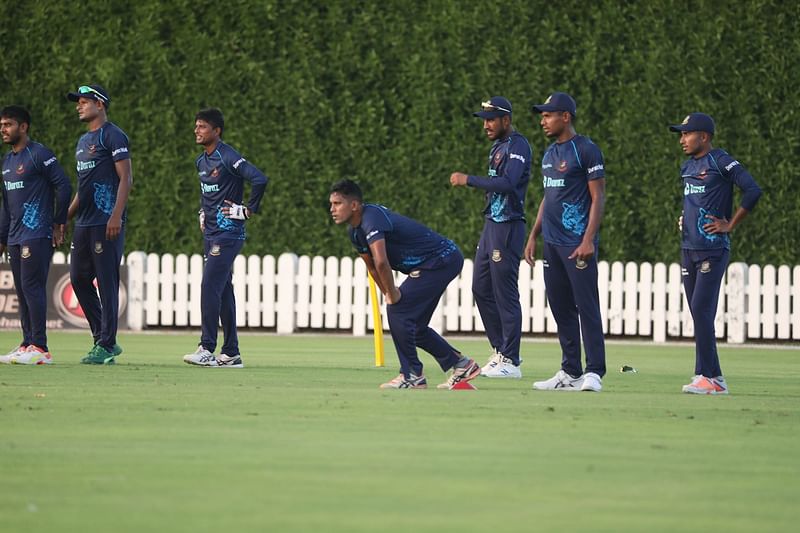 Bangladesh cricketers during the last practice session ahead of their first Asia Cup match against Afghanistan