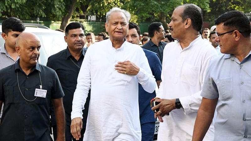 Rajasthan Chief Minister Ashok Gehlot arrives at Congress Headquarters for party General Secretaries, DPCC in charge, and Chief Ministers meeting, in New Delhi on 18 August 2022