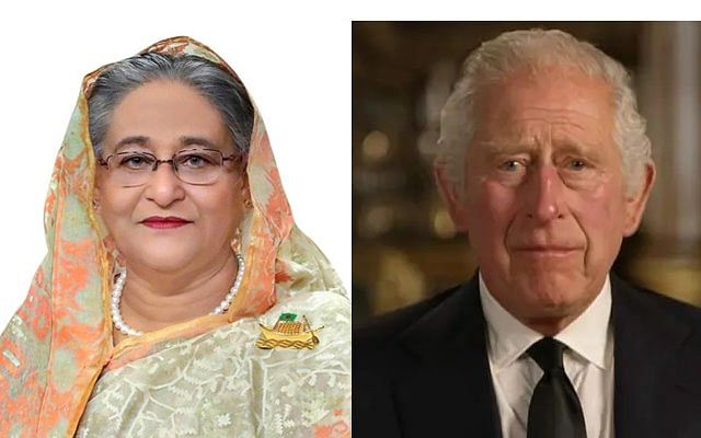 Prime minister Sheikh Hasina, Britain's King Charles III.