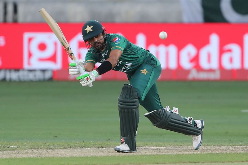 Pakistan's captain Babar Azam plays a shot during the Asia Cup Twenty20 international cricket Super Four match between Pakistan and Sri Lanka