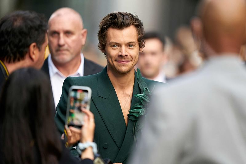 British singer-actor Harry Styles arrives for the premiere of My Policeman during the Toronto International Film Festival in Toronto, Ontario, Canada, on 11 September, 2022.