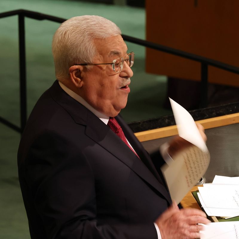 Palestinian president Mahmud Abbas speaks at the 77th session of the United Nations General Assembly (UNGA) at U.N. headquarters on 23 September 2022 in New York City.