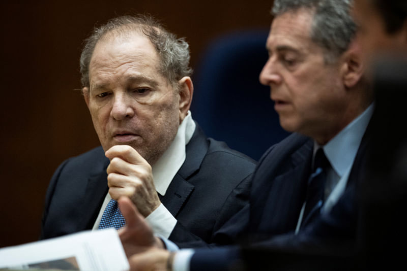 Former film producer Harvey Weinstein interacts with his attorney Mark Werksman in court at the Clara Shortridge Foltz Criminal Justice Center in Los Angeles, California, USA, 24 October 2022. Harvey Weinstein was extradited from New York to Los Angeles to face sex-related charges.