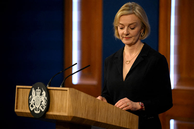 British prime minister Liz Truss attends a news conference in London, Britain, 14 October, 2022