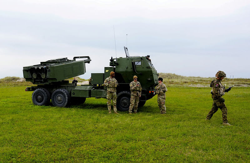 A M142 High Mobility Artillery Rocket System (HIMARS) takes part in a military exercise near Liepaja, Latvia on 26 September, 2022