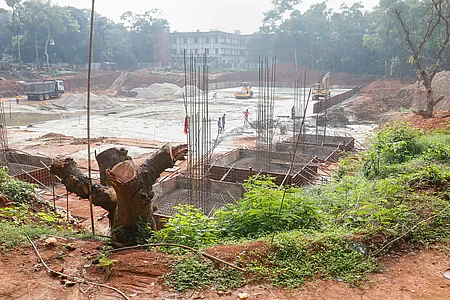 Some 21 infrastructures are being constructed under 'further development project' in an unplanned manner. 700 trees are cut down. The picture has recently been taken from behind the social science faculty on the campus.