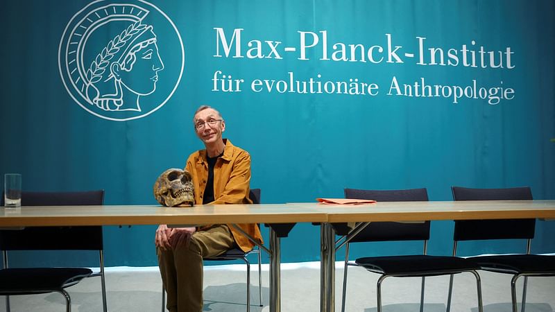 Swedish geneticist Svante Paabo, who won the 2022 Nobel Prize in Physiology or Medicine for discoveries that underpin our understanding of how modern day humans evolved from extinct ancestors, attends a news conference at the Max-Planck Institute for evolutionary anthropology in Leipzig, Germany, on 3 October, 2022