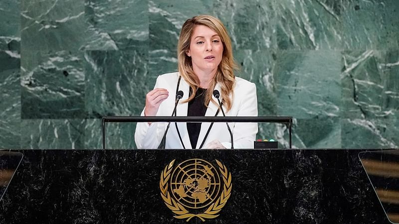 Canada’s Minister of Foreign Affairs Melanie Joly addresses the 77th Session of the United Nations General Assembly at U.N. Headquarters in New York City, U.S., on 26 September, 2022