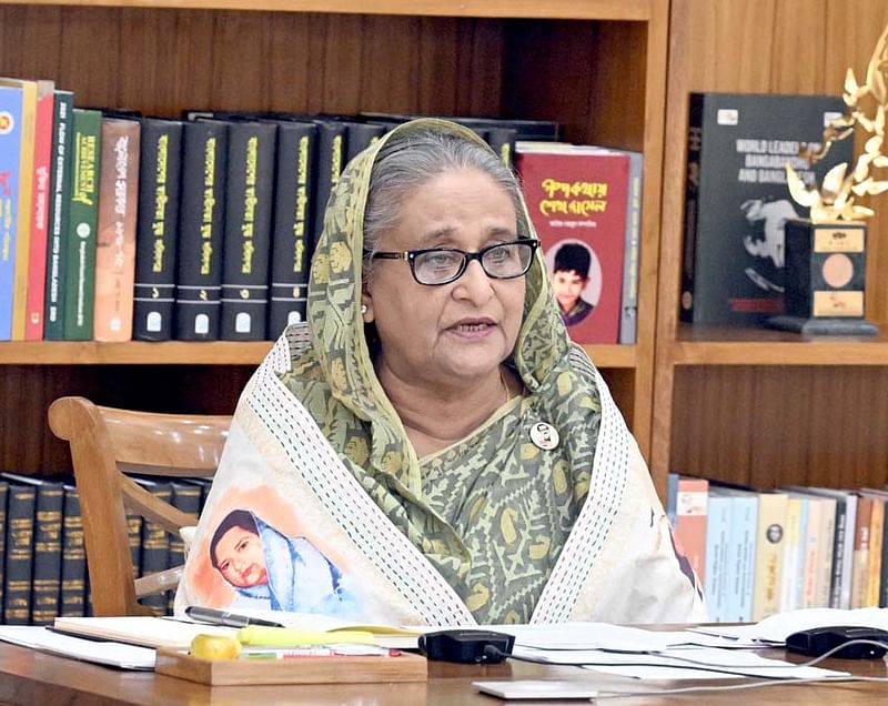 Prime minister Sheikh Hasina virtually speaks at a function on the 51st National Cooperatives Day on Saturday.