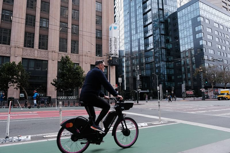 Twitter headquarters stands on Market Street in San Francisco, California.