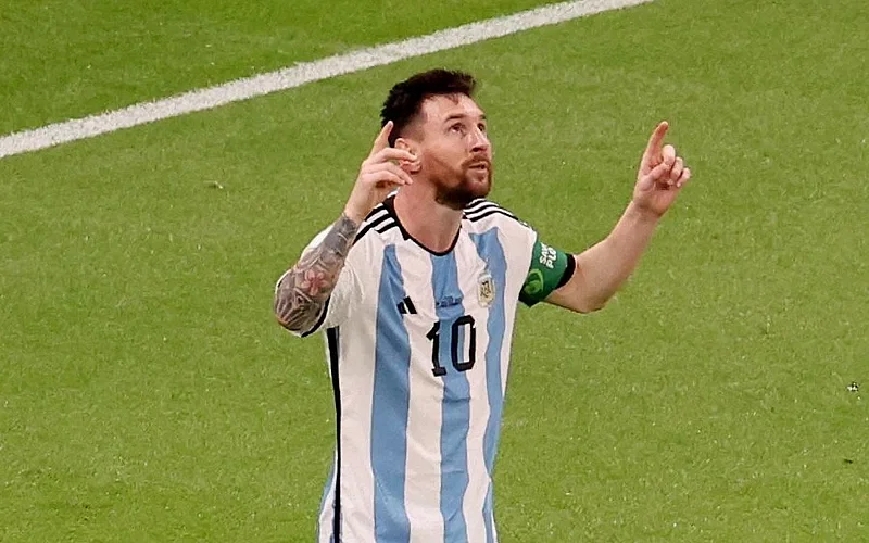 Messi after scoring a goal against Mexico in FIFA World Cup 2022