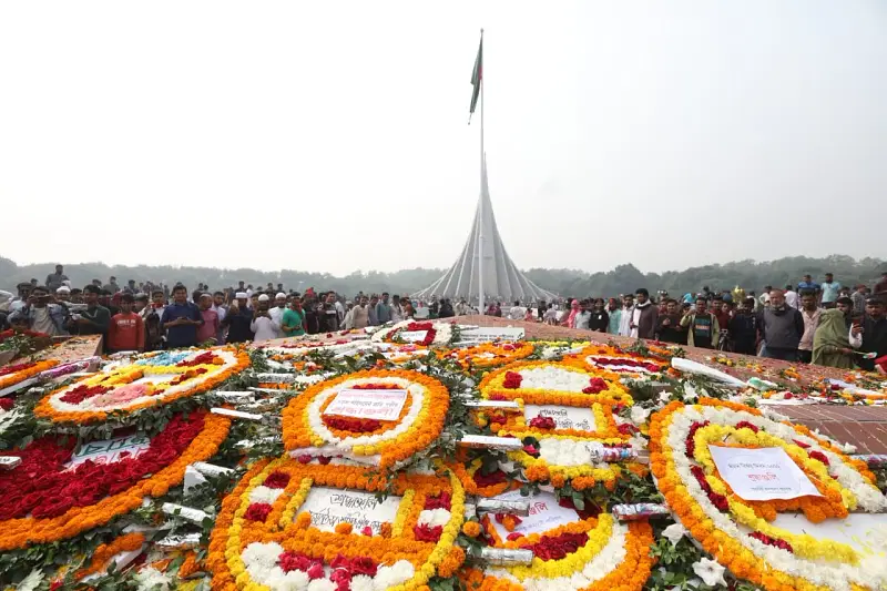 People from all walks of life pay homage to the martyrs of the Liberation War on the occasion of Victory Day by placing wreaths at the National Memorial at Savar, Dhaka on 16 December 2022.