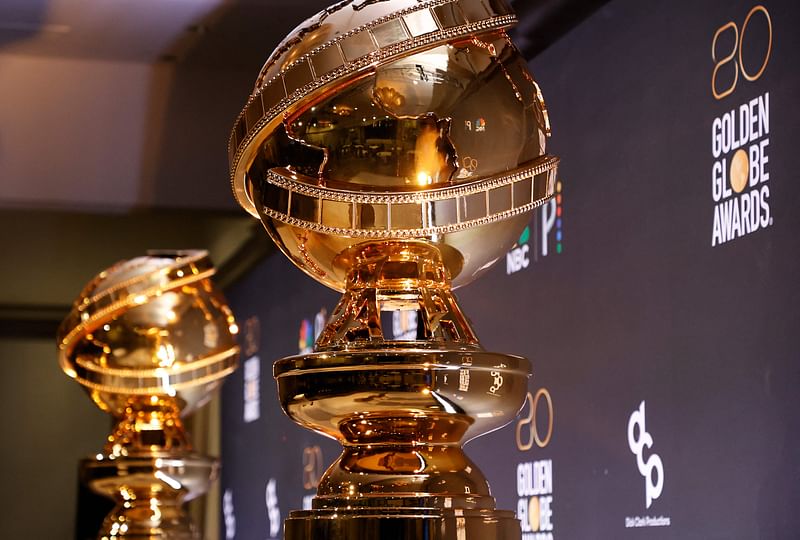 Golden Globe Awards on display during the unveiling of the nominations for the 80th Golden Globe awards, in Berverly Hills, California, on 12 December, 2022.