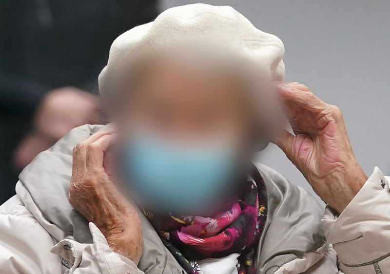 This file photo taken on December 6, 2022 shows defendant Irmgard F, a former secretary for the SS commander of the Stutthof concentration camp, as she waits for the continuation of her trial at court in Itzehoe, northern Germany