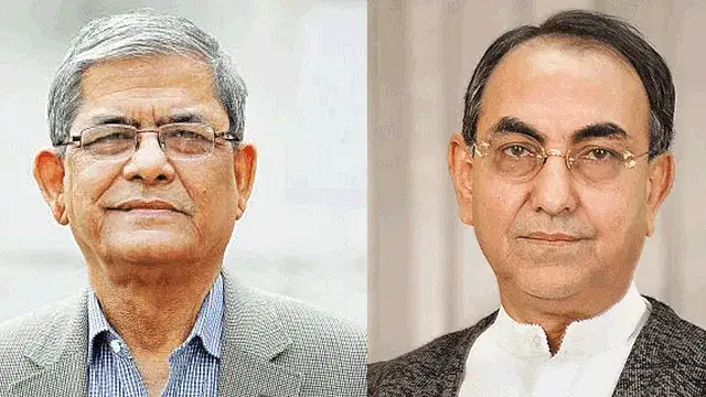 BNP secretary general Mirza Fakhrul Islam Alamgir (L) and party standing committee member Mirza Abbas