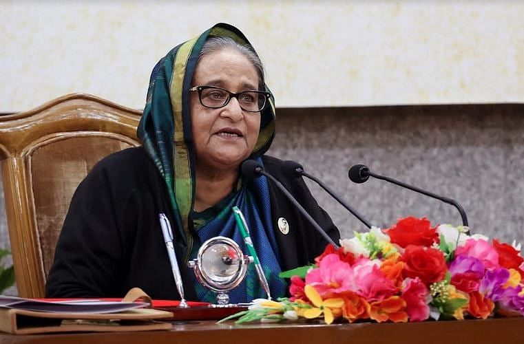 Prime Minister Sheikh Hasina addresses the delegation of Bangladesh Association of Banks (BAB) at the Prime Minister’s Office, Dhaka, on 15 January 2023