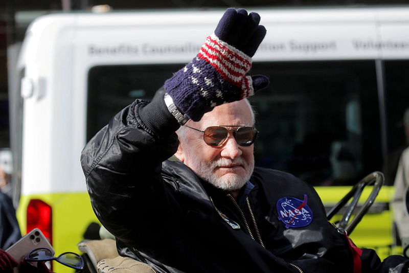 Former astronaut Buzz Aldrin participates in the Veterans Day parade in New York U.S., November 11, 2019