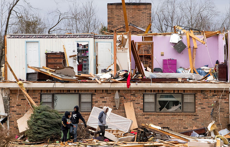 Whole rooms are seen without walls on the second floor of a home the day after a tornado struck Dallas County near Selma, Alabama, US on 13 January, 2023.