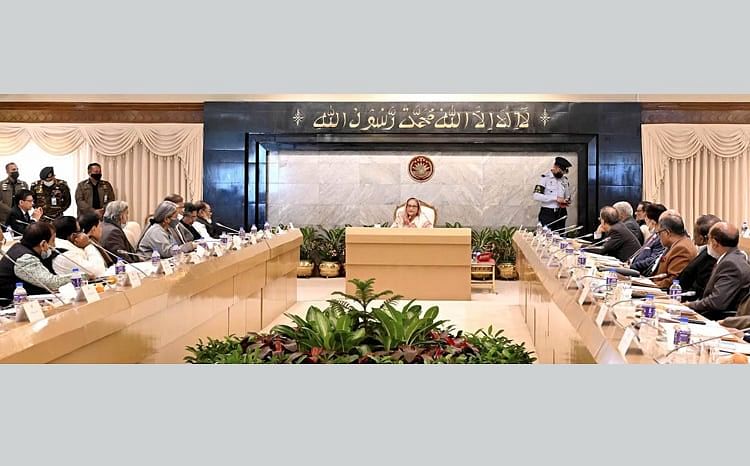 Prime Minister Sheikh Hasina addresses a cabinet meeting held at Prime Minister’s Office (PMO) in Dhaka on 9 January 2023