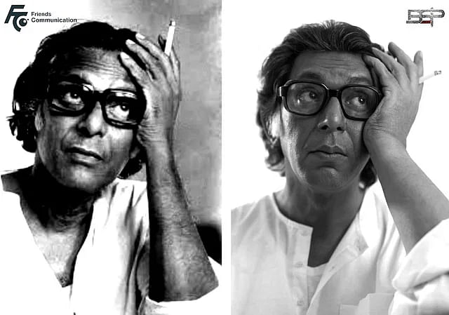 Filmmaker Mrinal Sen and actor Chanchal Chowdhury in signature Mrinal Sen look.