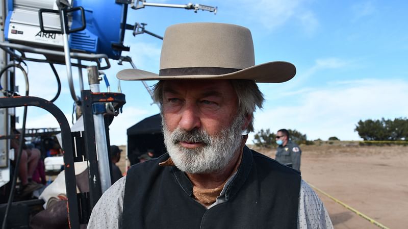 This handout file image courtesy of Santa Fe County Sheriff's Office released 25 April, 2022, and part of the investigative files, shows actor Alec Baldwin being processed after the death of cinematographer Halyna Hutchins at the Bonanza Creek Ranch in Santa Fe, New Mexico.