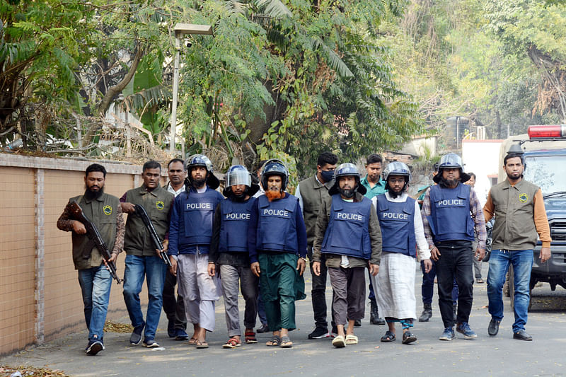 The CTTC unit of Dhaka Metropolitan Police arrested five suspected members of banned militant outfit HuJI and a member of Al Qaeda from different parts of the capital on Friday