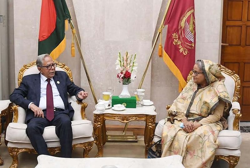 Prime Minister Sheikh Hasina made a courtesy call on President M Abdul Hamid at his office in parliament complex on 1 February 2023