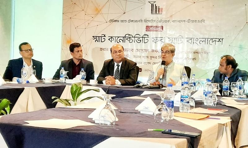 Posts and telecommunications minister Mustafa Jabbar speaks at a seminar titled 'Smart Connectivity for Smart Bangladesh' on 9 February, 2023.