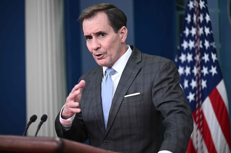 National Security Council Coordinator for Strategic Communications John Kirby speaks during the daily briefing in the Brady Briefing Room of the White House in Washington, DC, on 10 February, 2023