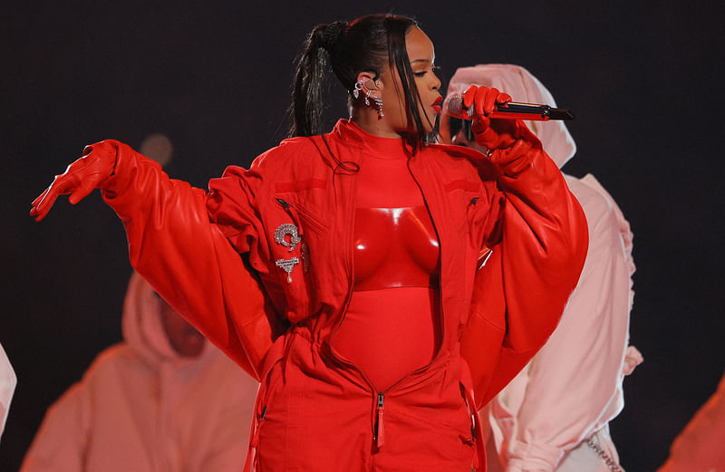 Rihanna performs during the halftime show on 12 February, 2023.