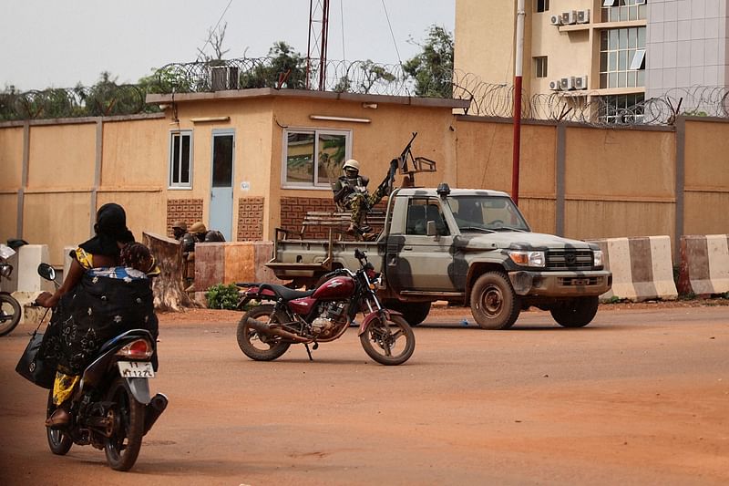 Burkina Faso soldiers are seen deployed in Ouagadougou