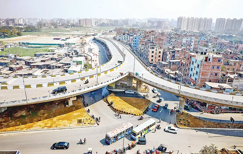 The 2.34km-long flyover will improve connectivity between Mirpur, DOHS, Pallabi, Kalshi, Mohakhali, Banani, Uttara and the Airport. It will take 15 minutes to reach Mirpur from the Airport