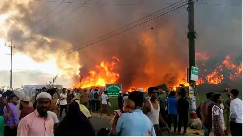 A massive fire that ripped through Balukhali Rohingya camp No-11 in Palongkhali union of Ukhiya upzila on Sunday has been brought under control after it destroyed over 500 houses