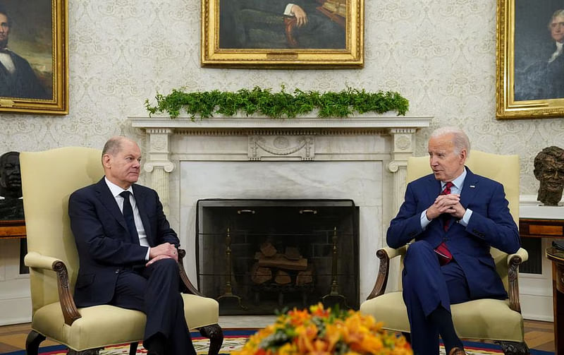 US President Joe Biden meets with German Chancellor Olaf Scholz in the Oval Office of the White House in Washington, US, on 3 March, 2023.