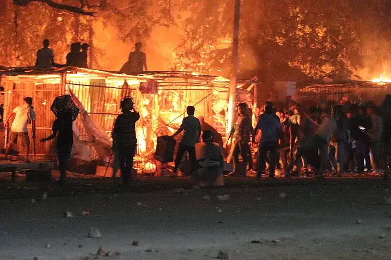 Shops were set afire during a clash between students of Rajshahi University and the locals at Binodpur gate area on 11 March