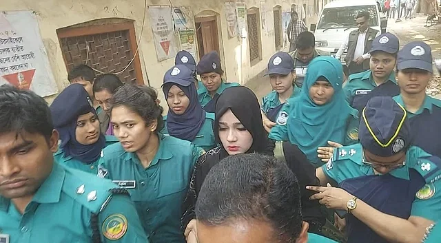 Mahiya Mahi  was arrested from the airport upon her arrival from Saudi Arabia and was taken to the court in Gazipur