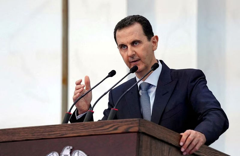 Syria's President Bashar al-Assad addresses the new members of parliament in Damascus, Syria in this handout released by SANA on 12 August, 2020.