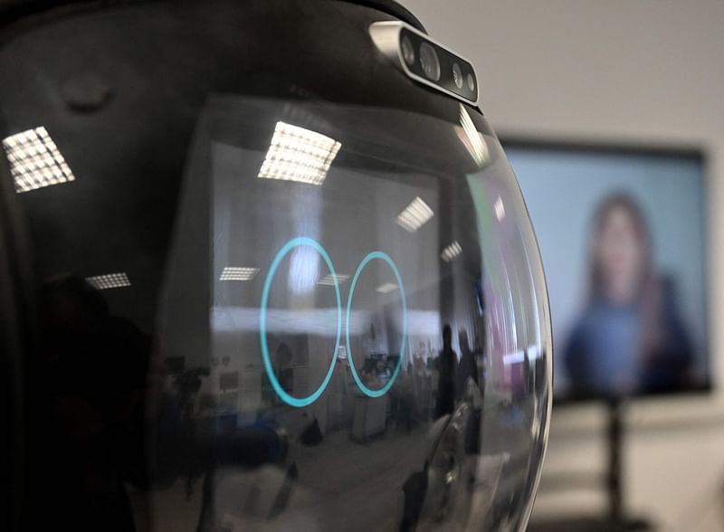 The head of the Garmi robot is seen in the laboratory of the Research Center Geriatronics of the Technical University Munich, in Garmisch-Partenkirchen, southern Germany, on 6 March, 2023