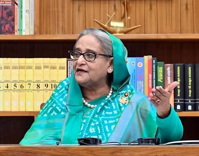 Prime Minister Sheikh Hasina on 13 March 2023 speaks to media about her recent official visits to Qatar