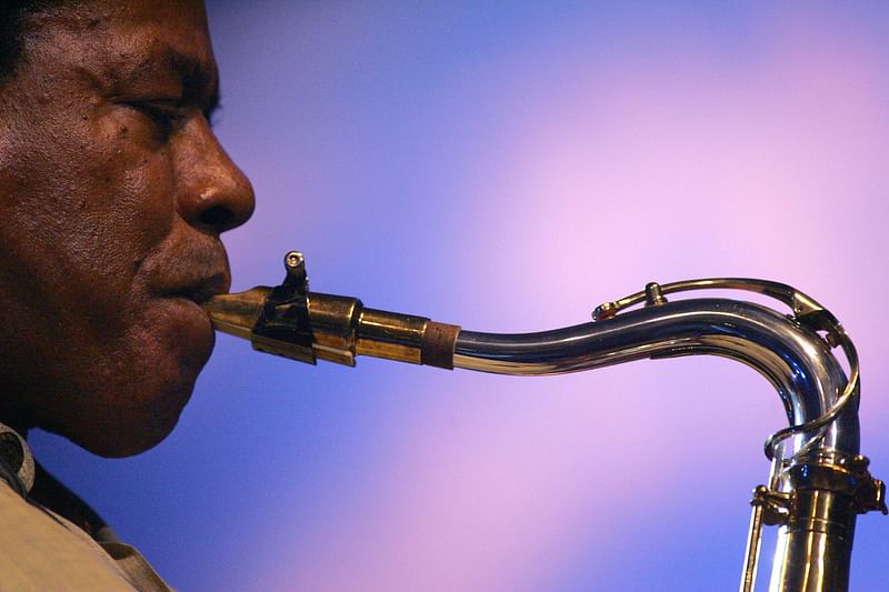 n this file photo taken on 13 August, 2005, US saxophonist Wayne Shorter performs during the Marciac Jazz festival in Marciac, southern France.