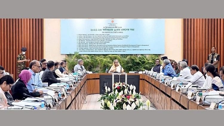 Prime Minister Sheikh Hasina chairs the ECNEC meeting at the NEC Conference Room in Sher-e-Bangla Nagar, Dhaka, on 4 April 2023