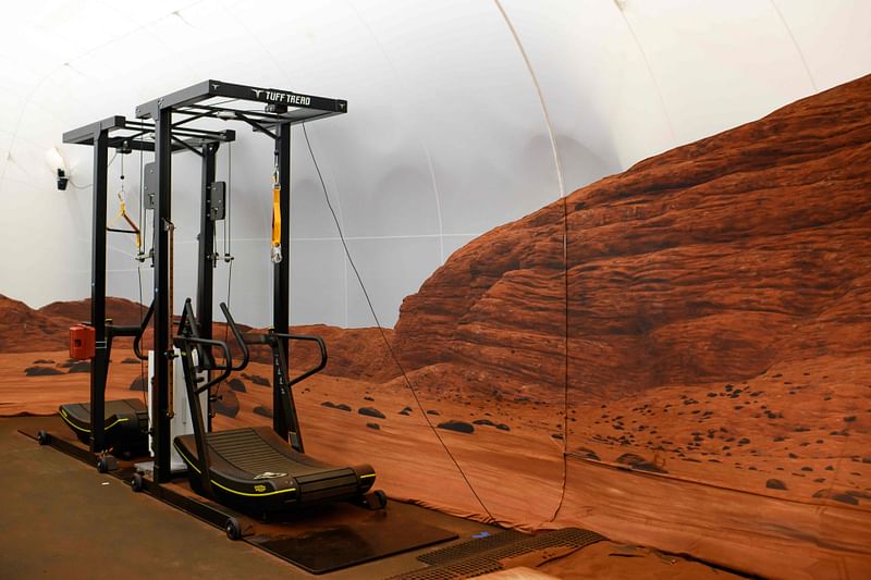 A simulated Mars exterior portion of the CHAPEA’s Mars Dune Alpha at the Johnson Space center in Houston, Texas on 11 April, 2023