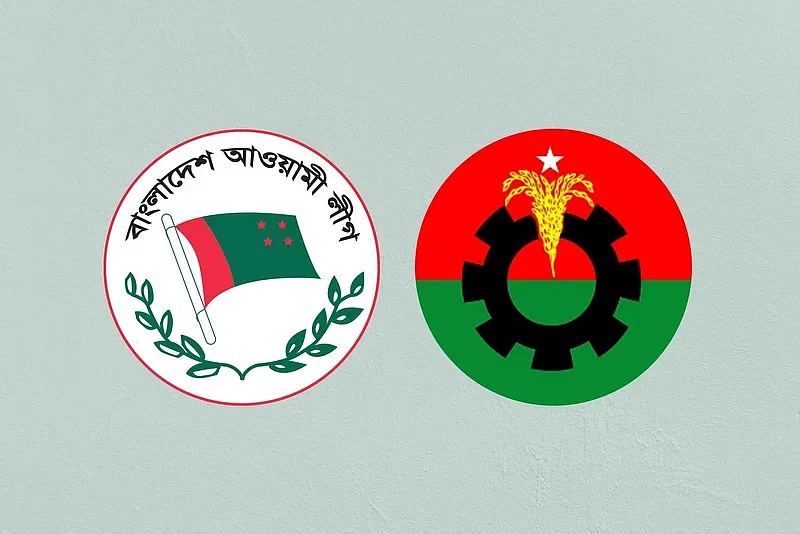 Flags of Awami League and BNP