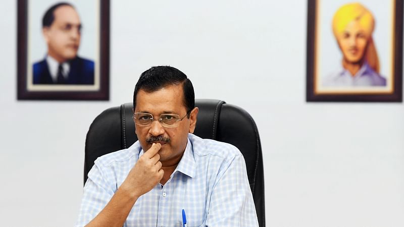 Delhi Chief Minister Arvind Kejriwal during a press conference over being summoned by the CBI for questioning in the Delhi excise police case, in New Delhi on 15 April 2023