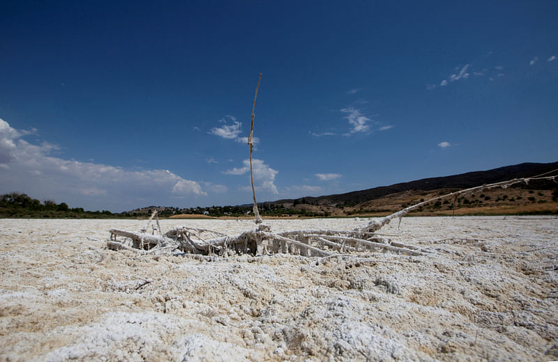 A view of Elizabeth Lake, that has been dried up for several years, as the region experiences extreme heat and drought conditions, in Elizabeth Lake, an unincorporated community in Los Angeles County, California, US, June 18, 2021